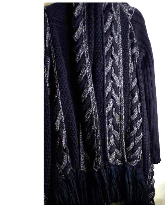 Catherine Malandrino Sweaters - Vintage Catherine Malandrino Wool Cable Knit Fringe Duster Cardigan Small Boho